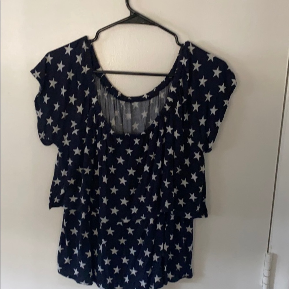 Blue star off the shoulder top